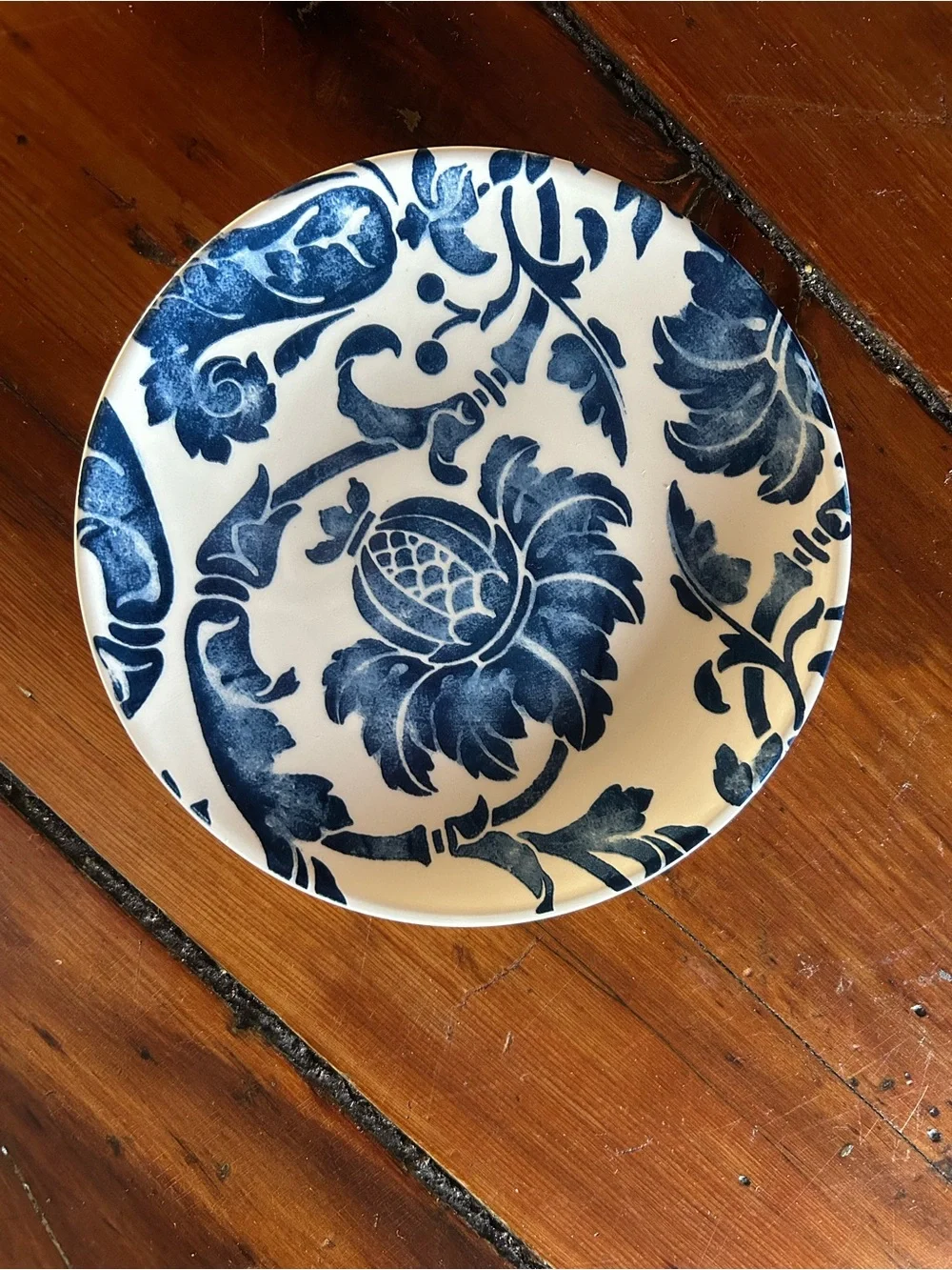 Pier 1 Red and Blue Floral Ceramic Side Plates 7” set of 2